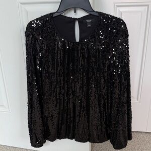 Simply Vera Vera Wang Black Sequin Long-Sleeve Top